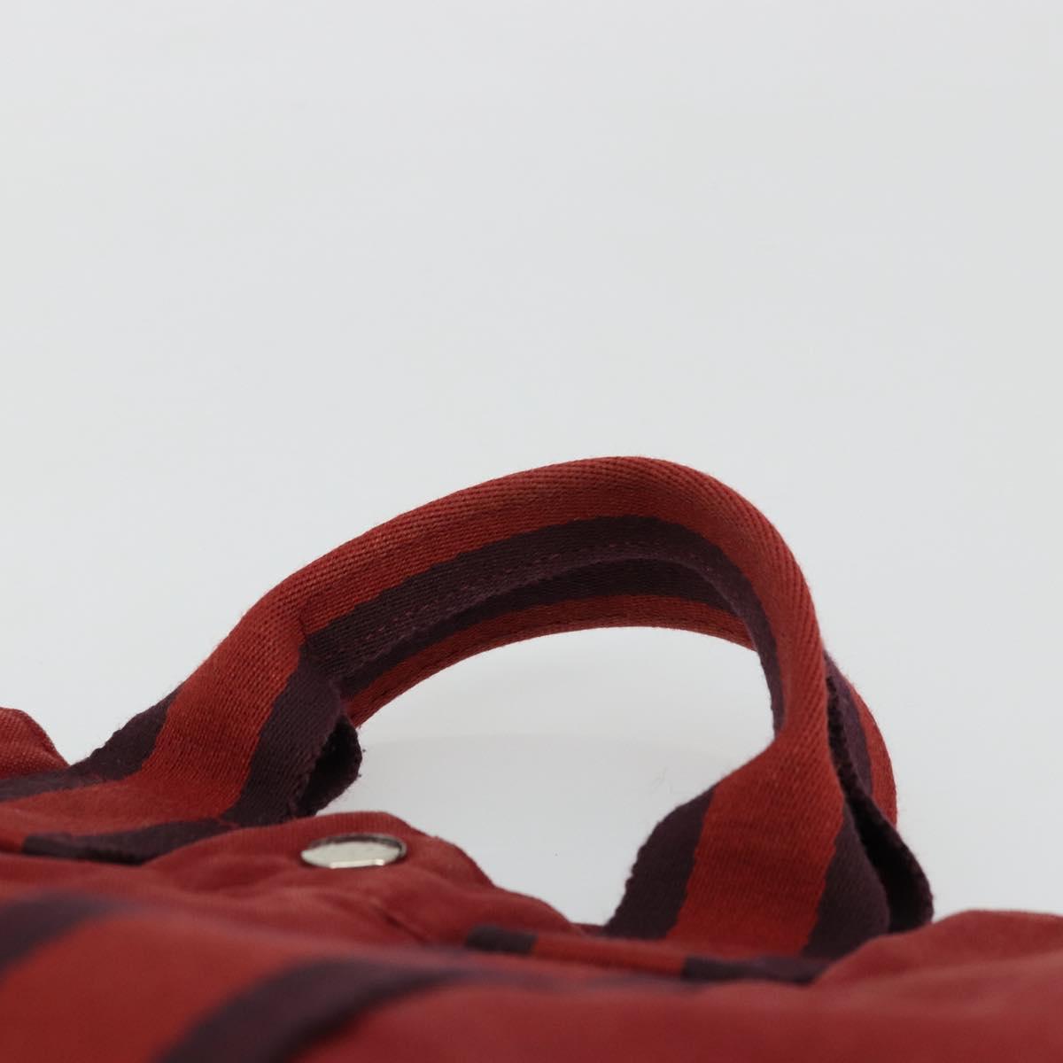 HERMES Fourre Tout PM Hand Bag cotton Red Silver Auth BA12360