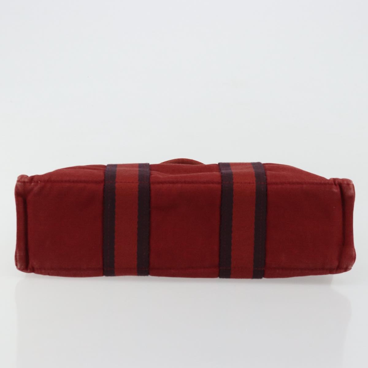 HERMES Fourre Tout PM Hand Bag cotton Red Silver Auth BA12360