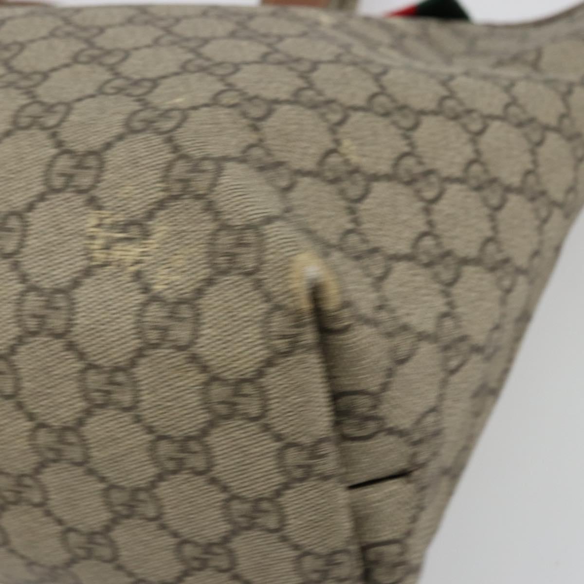 GUCCI GG Supreme Web Sherry Line Tote Bag PVC Beige Gold 211134 Auth BA12361
