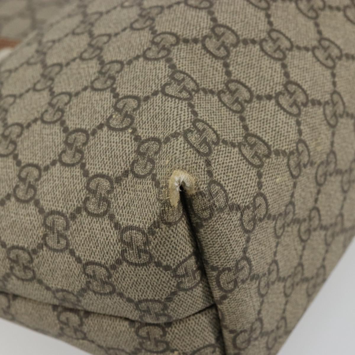 GUCCI GG Supreme Web Sherry Line Tote Bag PVC Beige Gold 211134 Auth BA12361