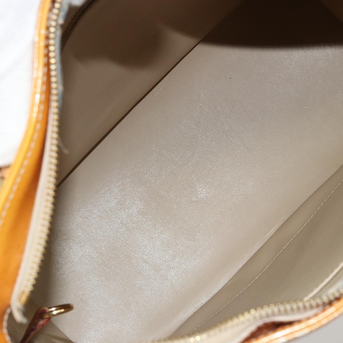 LOUIS VUITTON Monogram Vernis Houston Hand Bag Beige M91004 LV Auth BA12367