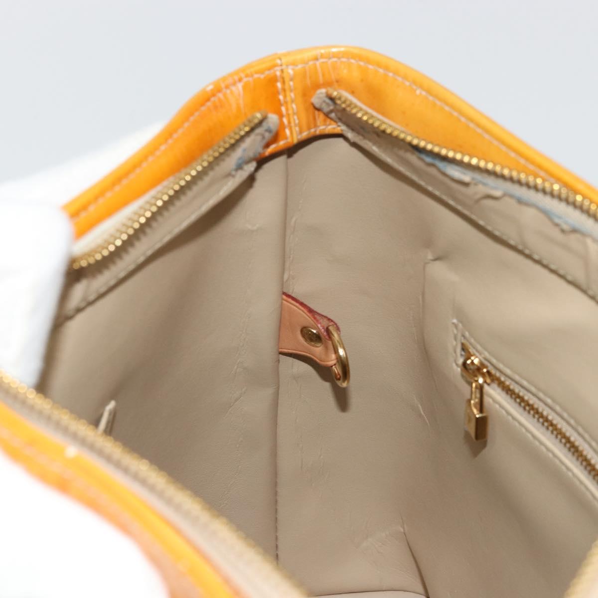 LOUIS VUITTON Monogram Vernis Houston Hand Bag Beige M91004 LV Auth BA12367