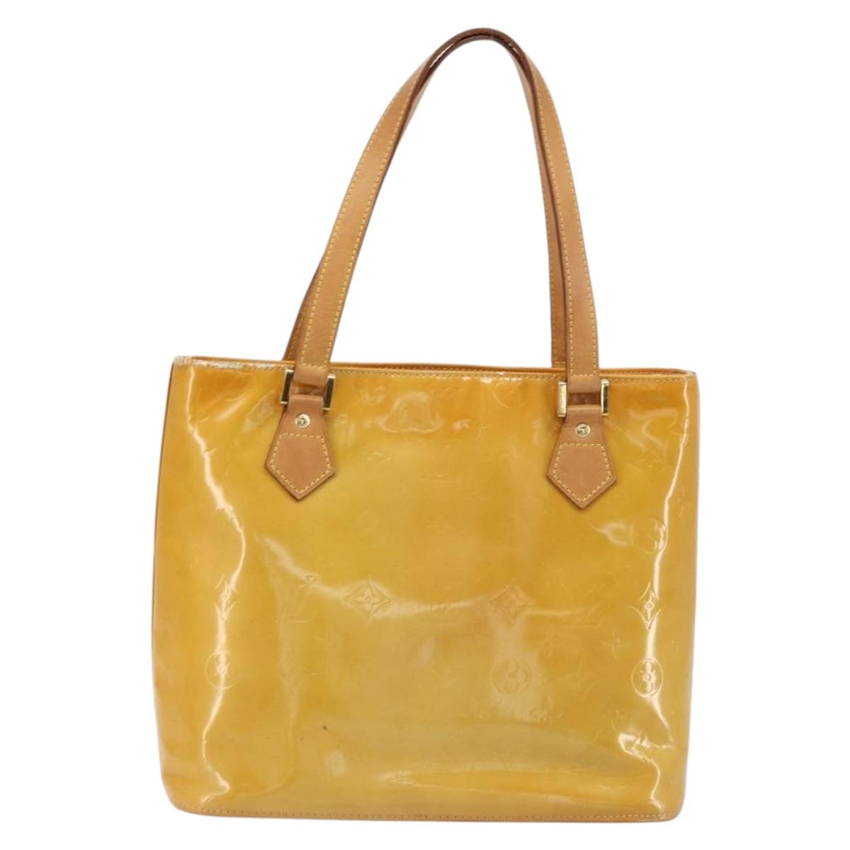 LOUIS VUITTON Monogram Vernis Houston Hand Bag Beige M91004 LV Auth BA12367