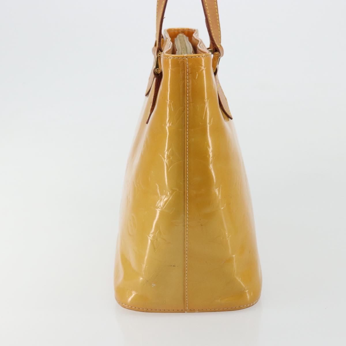 LOUIS VUITTON Monogram Vernis Houston Hand Bag Beige M91004 LV Auth BA12367