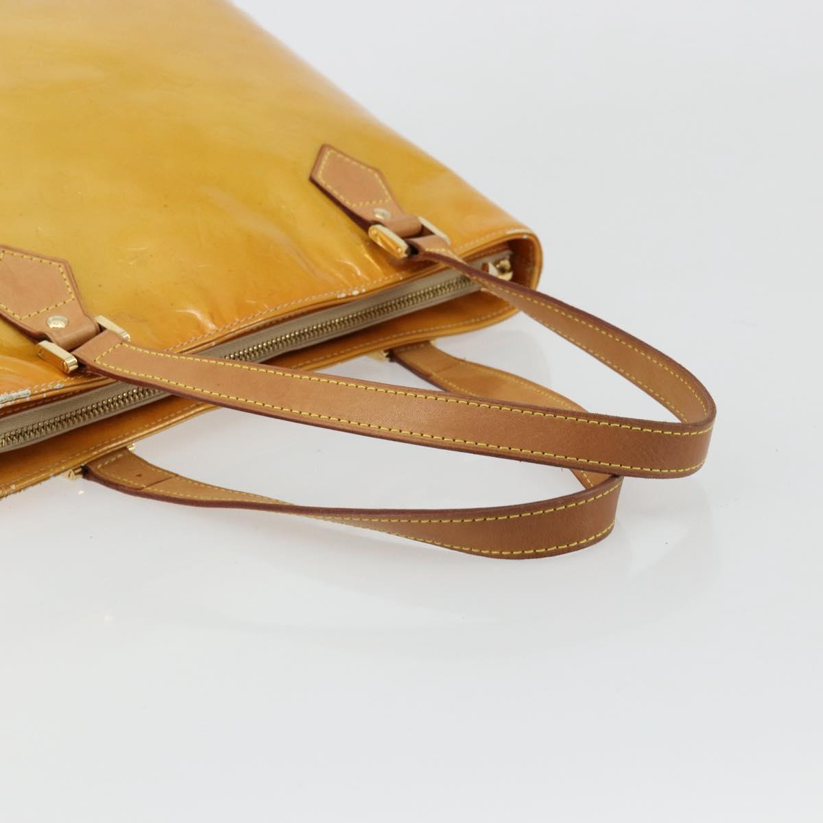 LOUIS VUITTON Monogram Vernis Houston Hand Bag Beige M91004 LV Auth BA12367