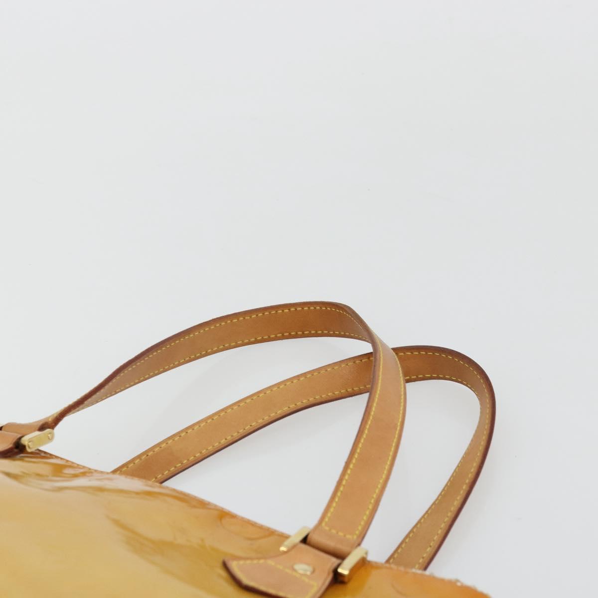 LOUIS VUITTON Monogram Vernis Houston Hand Bag Beige M91004 LV Auth BA12367