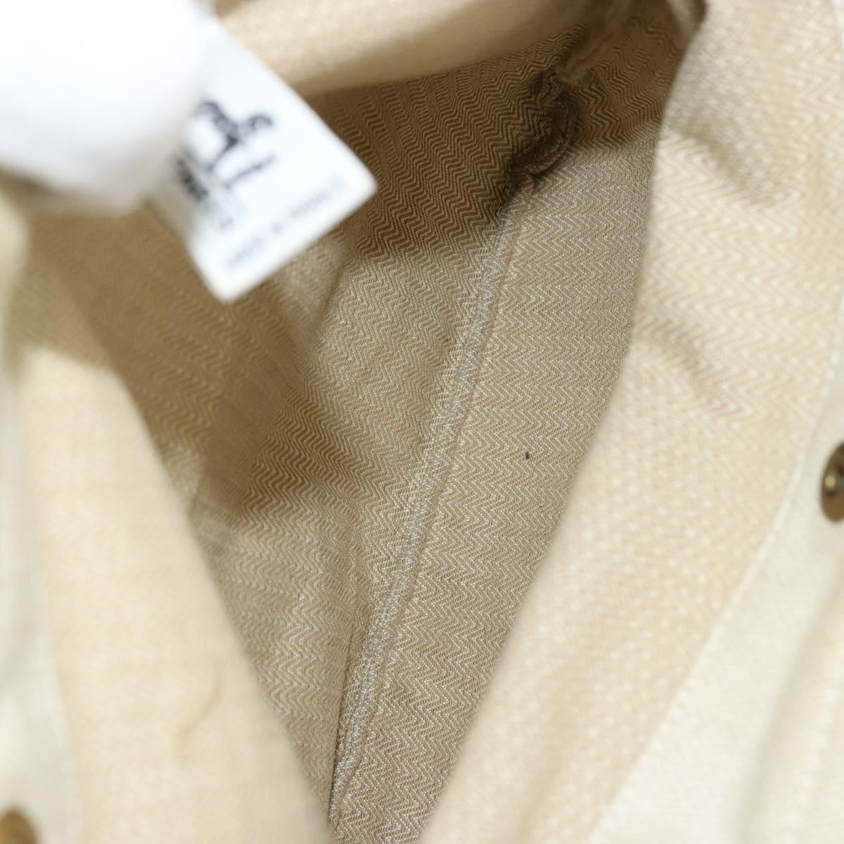 HERMES Hand Bag Canvas Beige Gold Auth BA12373