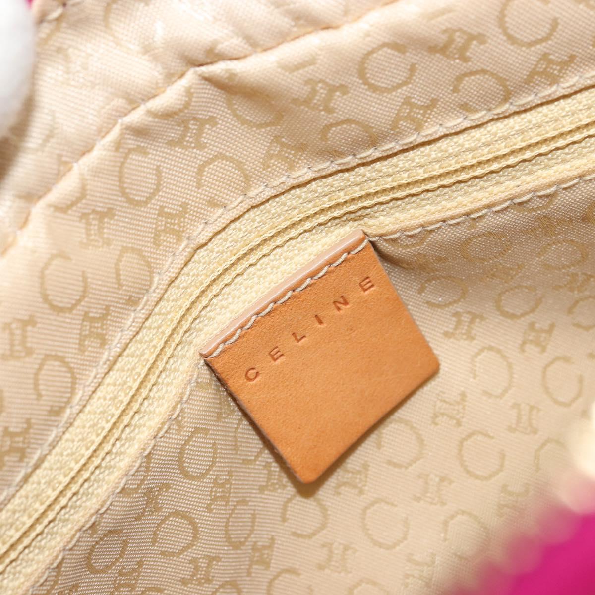 CELINE C Macadam Canvas Hand Bag Suede Pink Gold Auth BA12374