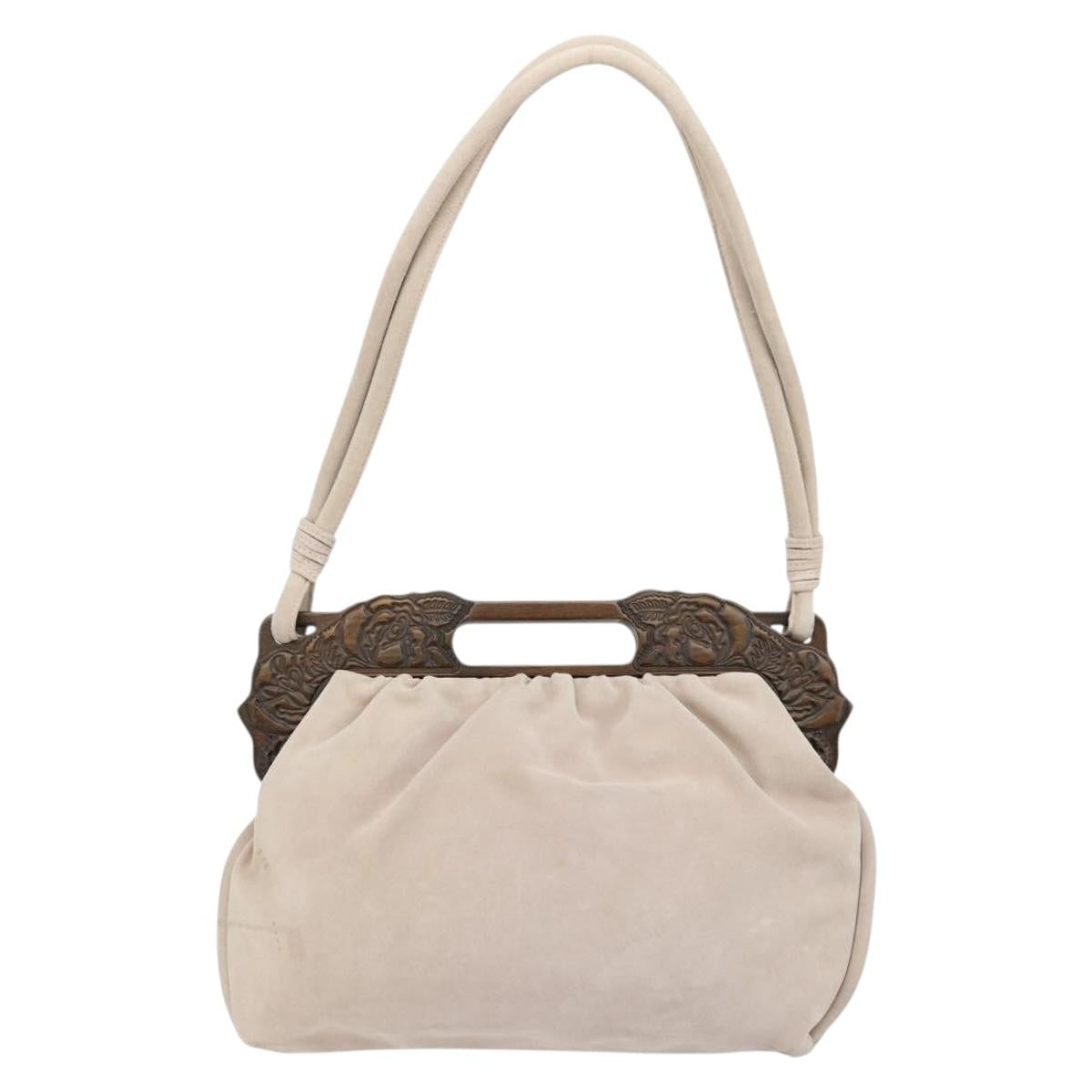 VALENTINO Hand Bag Suede 2way Pink Silver Auth BA12375A
