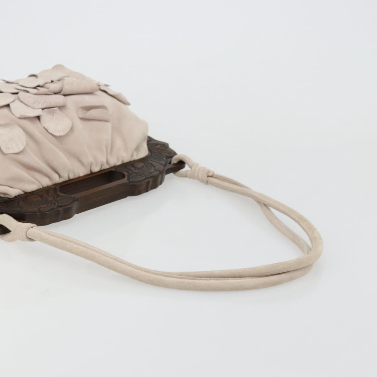 VALENTINO Hand Bag Suede 2way Pink Silver Auth BA12375A