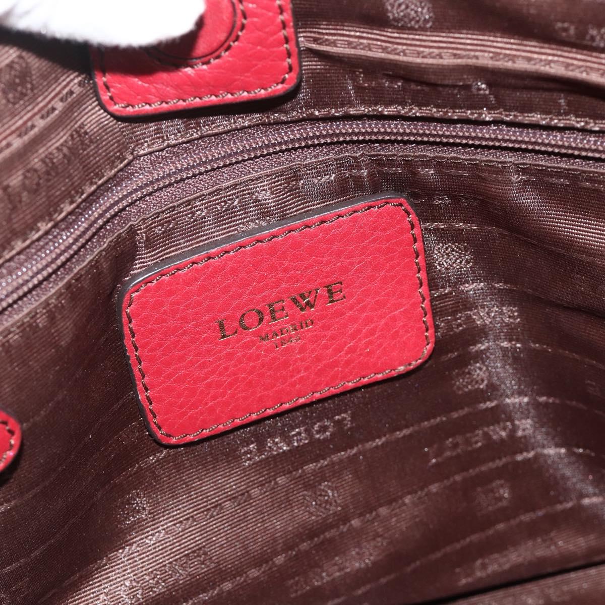LOEWE Anagram Hand Bag Leather 2way Brown Gold Auth BA12376A