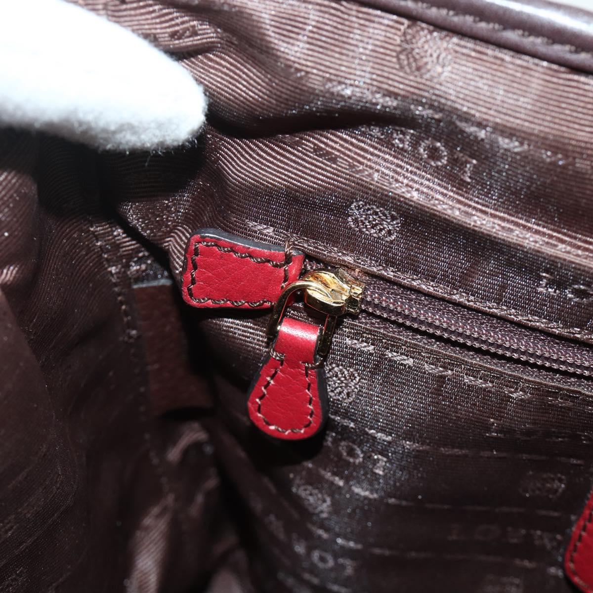 LOEWE Anagram Hand Bag Leather 2way Brown Gold Auth BA12376A
