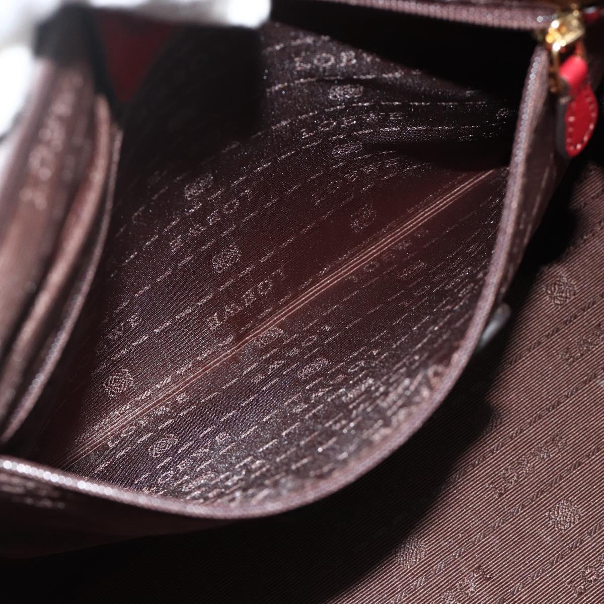 LOEWE Anagram Hand Bag Leather 2way Brown Gold Auth BA12376A