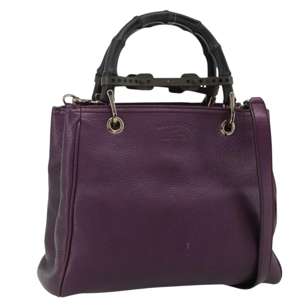 GUCCI Bamboo Hand Bag 2way Purple 336032 Auth BA12378A