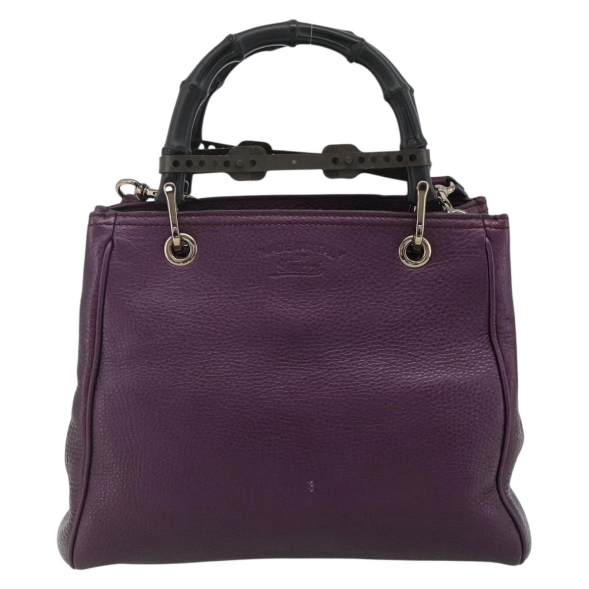 GUCCI Bamboo Hand Bag 2way Purple 336032 Auth BA12378A