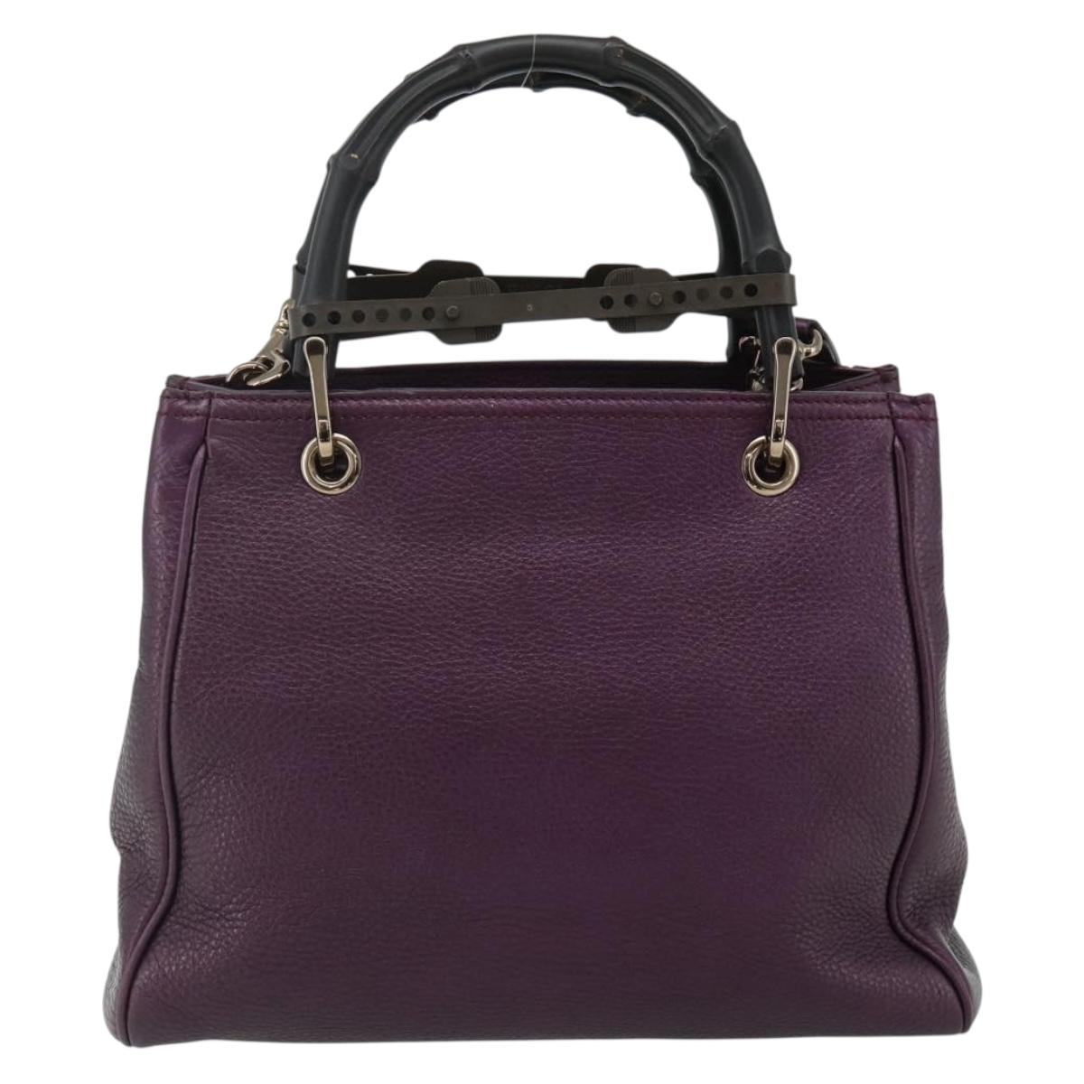 GUCCI Bamboo Hand Bag 2way Purple 336032 Auth BA12378A