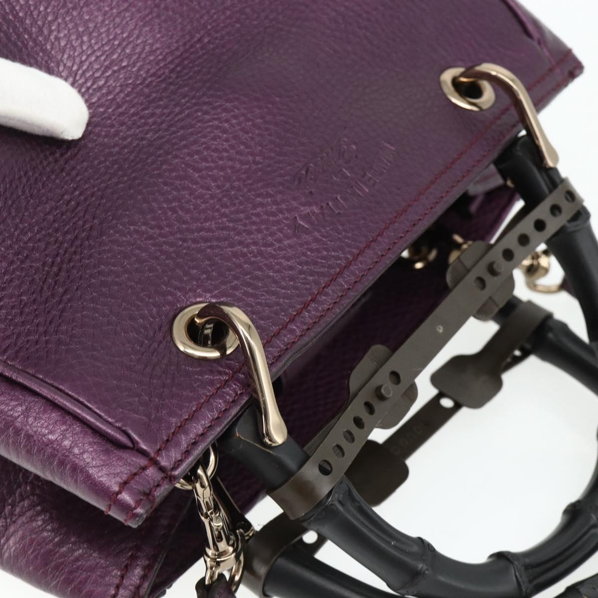 GUCCI Bamboo Hand Bag 2way Purple 336032 Auth BA12378A