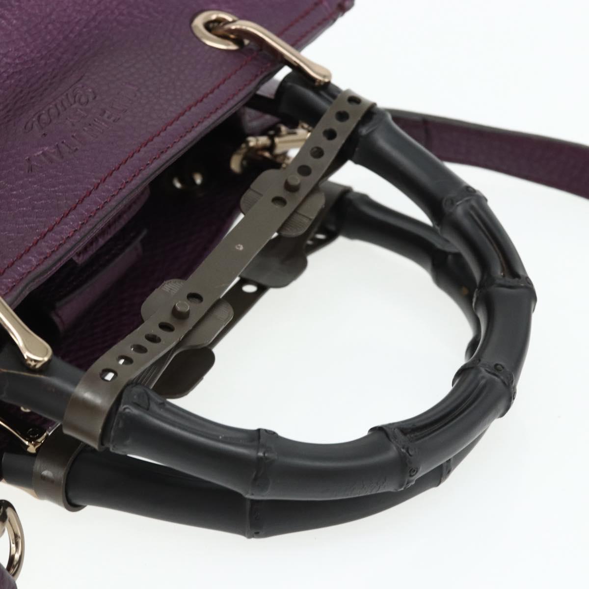 GUCCI Bamboo Hand Bag 2way Purple 336032 Auth BA12378A