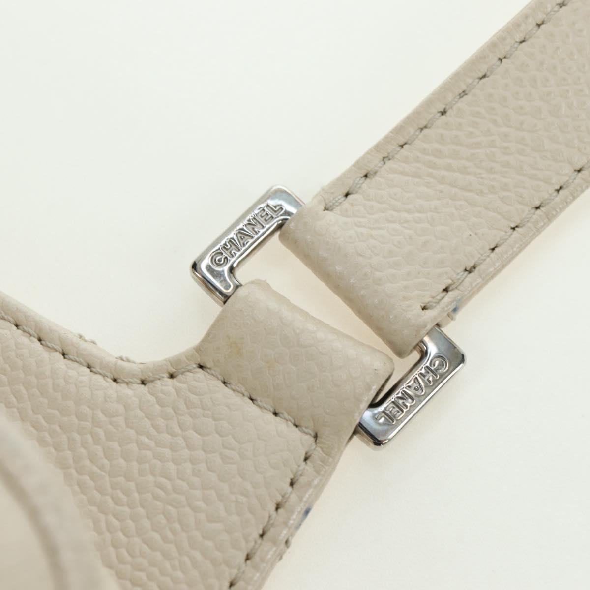 CHANEL Matelasse Shoulder Bag Caviar Skin Ivory Gold CC Auth BA12379V