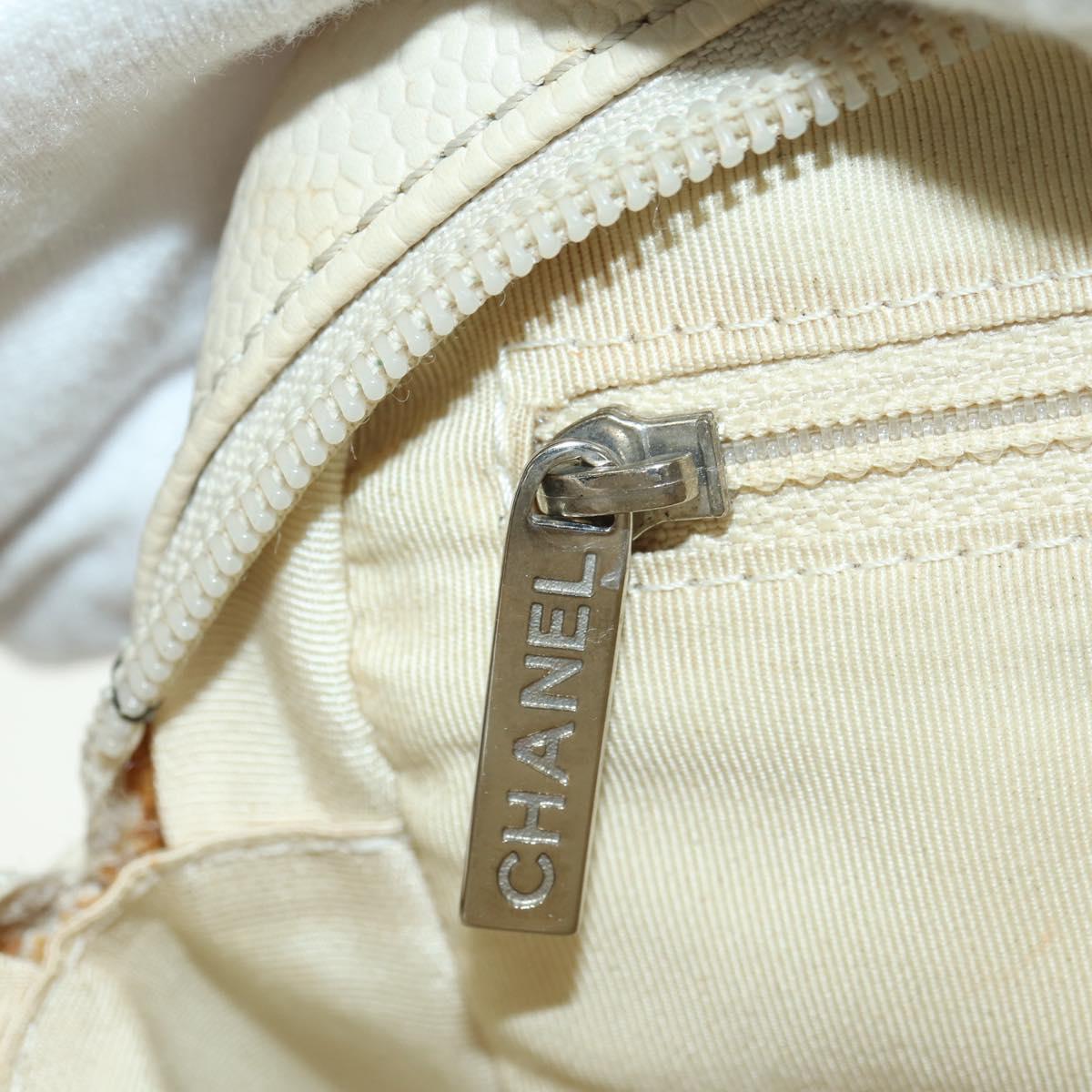 CHANEL Matelasse Shoulder Bag Caviar Skin Ivory Gold CC Auth BA12379V