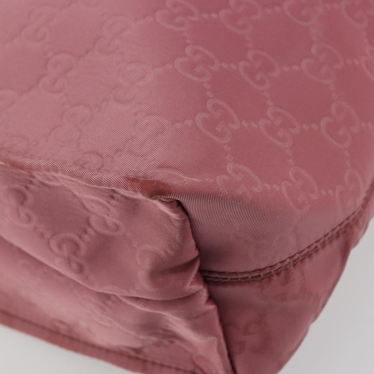 GUCCI GG Canvas Tote Bag Nylon Pink Silver 355732 Auth BA12380