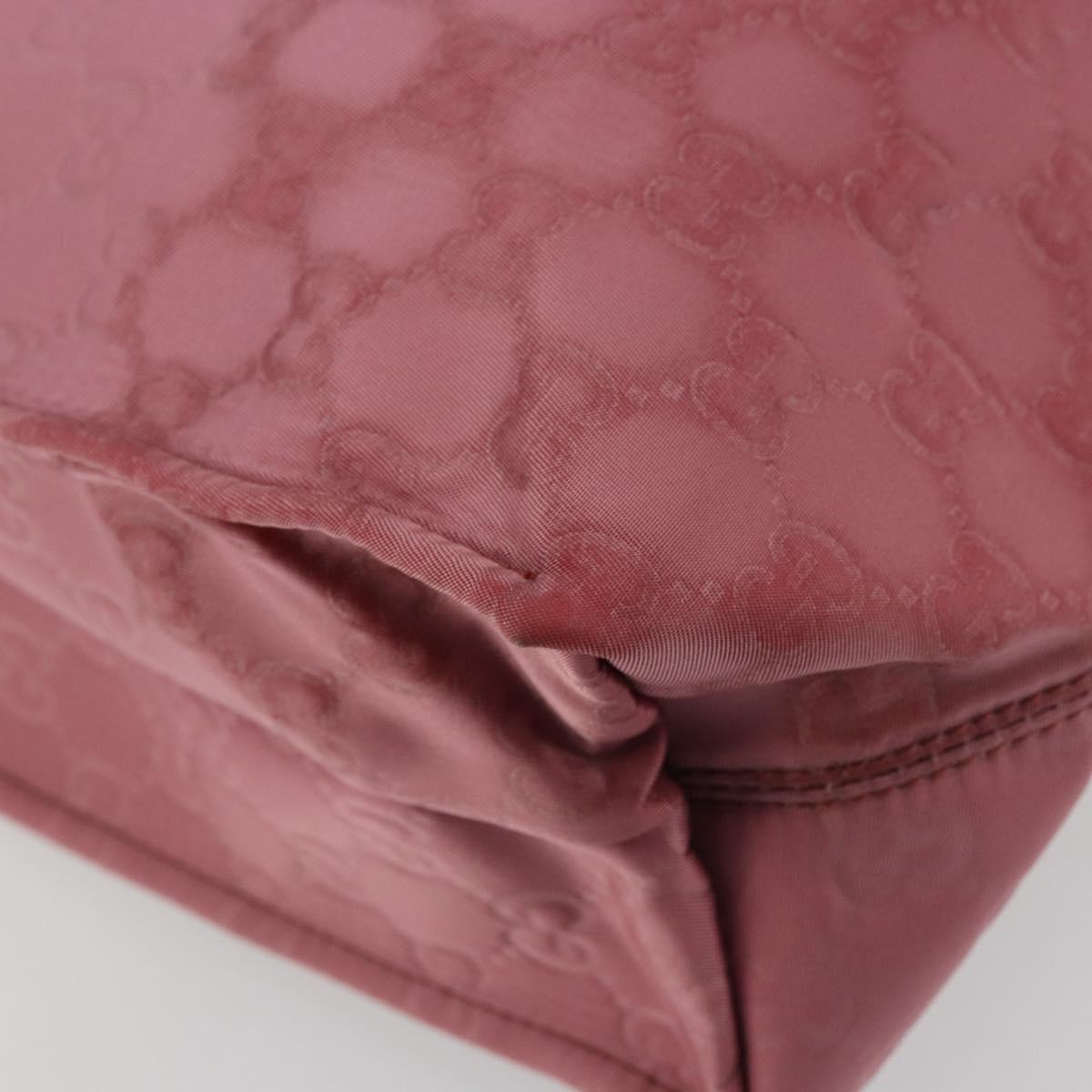 GUCCI GG Canvas Tote Bag Nylon Pink Silver 355732 Auth BA12380