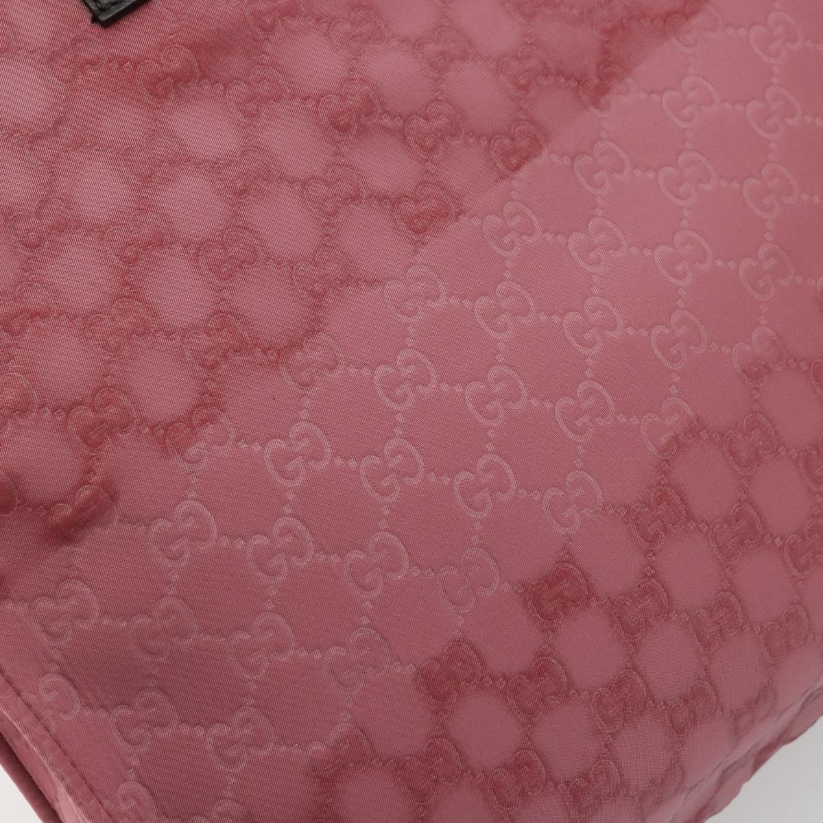 GUCCI GG Canvas Tote Bag Nylon Pink Silver 355732 Auth BA12380