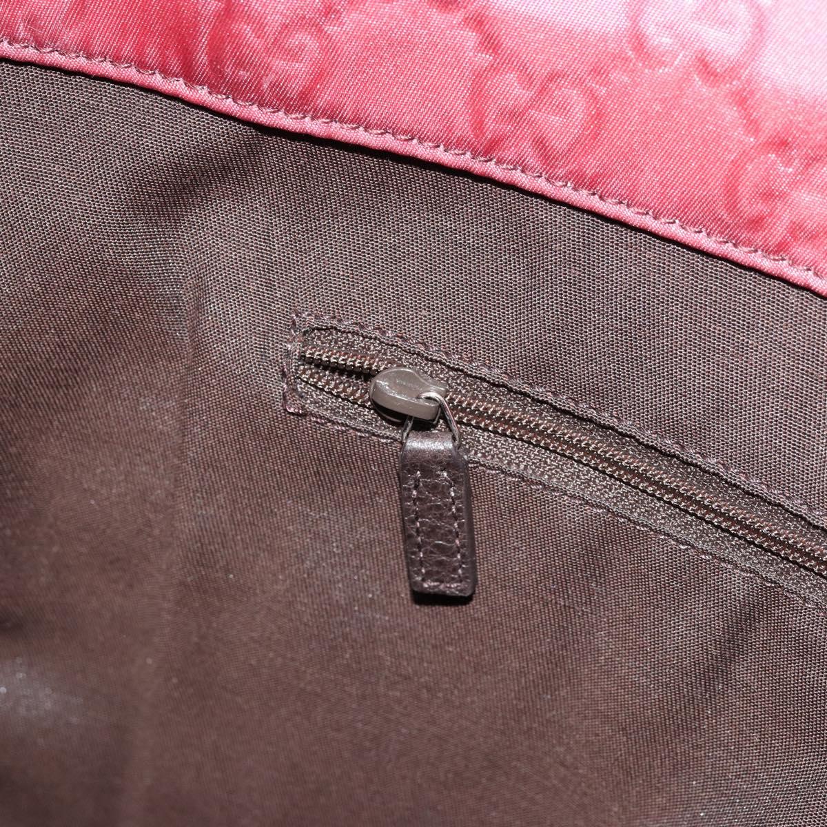 GUCCI GG Canvas Tote Bag Nylon Pink Silver 355732 Auth BA12380