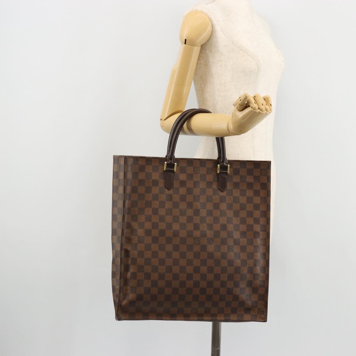 LOUIS VUITTON Damier Ebene Sac Plat Hand Bag N51140 LV Auth BA12381