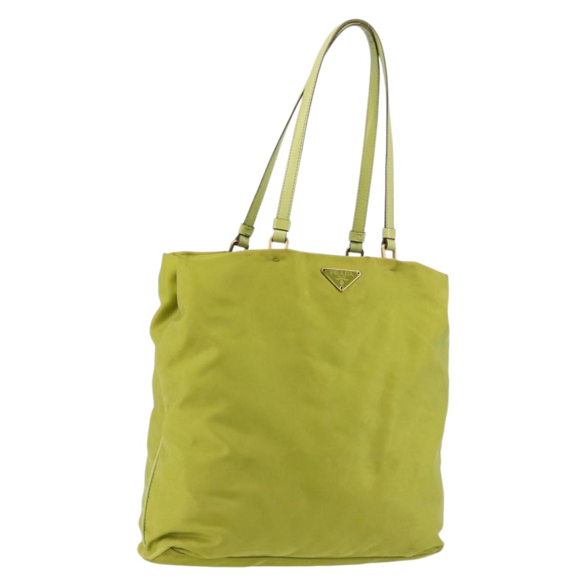 PRADA Tote Bag Nylon Green Gold Auth BA12382