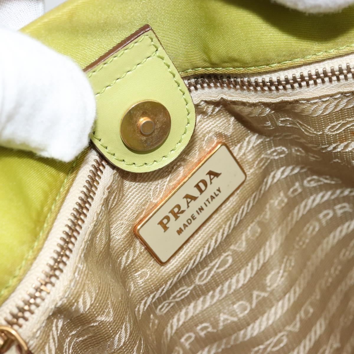 PRADA Tote Bag Nylon Green Gold Auth BA12382