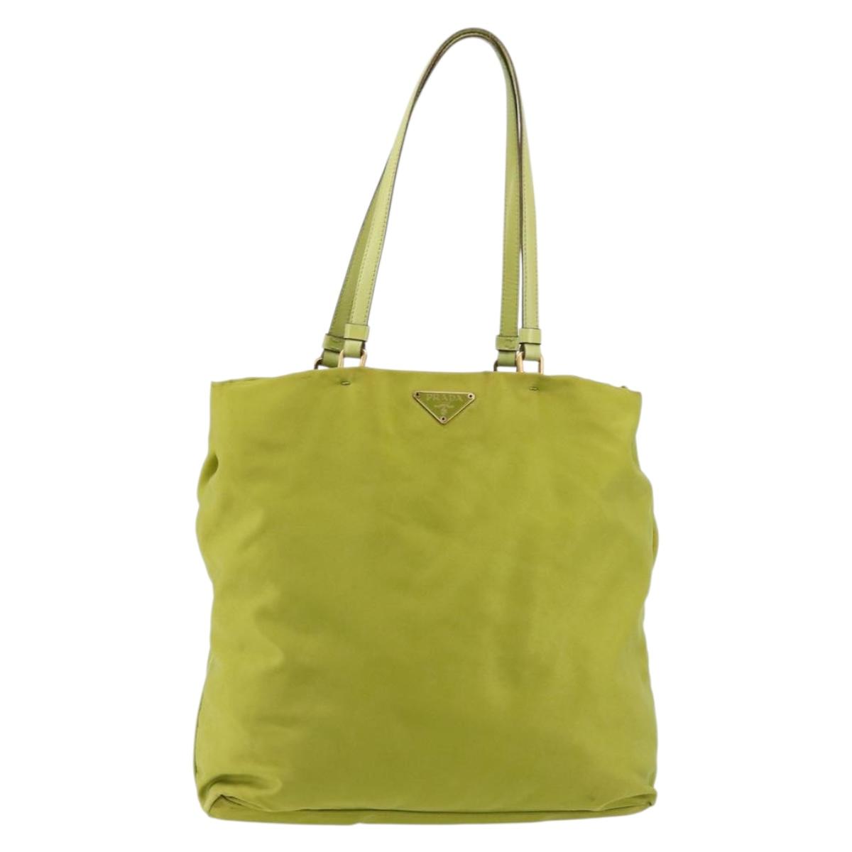 PRADA Tote Bag Nylon Green Gold Auth BA12382