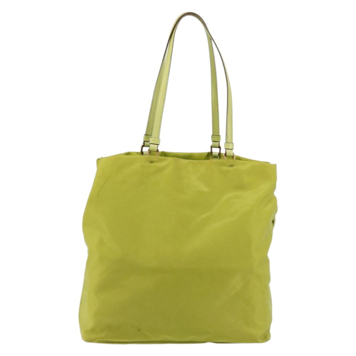 PRADA Tote Bag Nylon Green Gold Auth BA12382