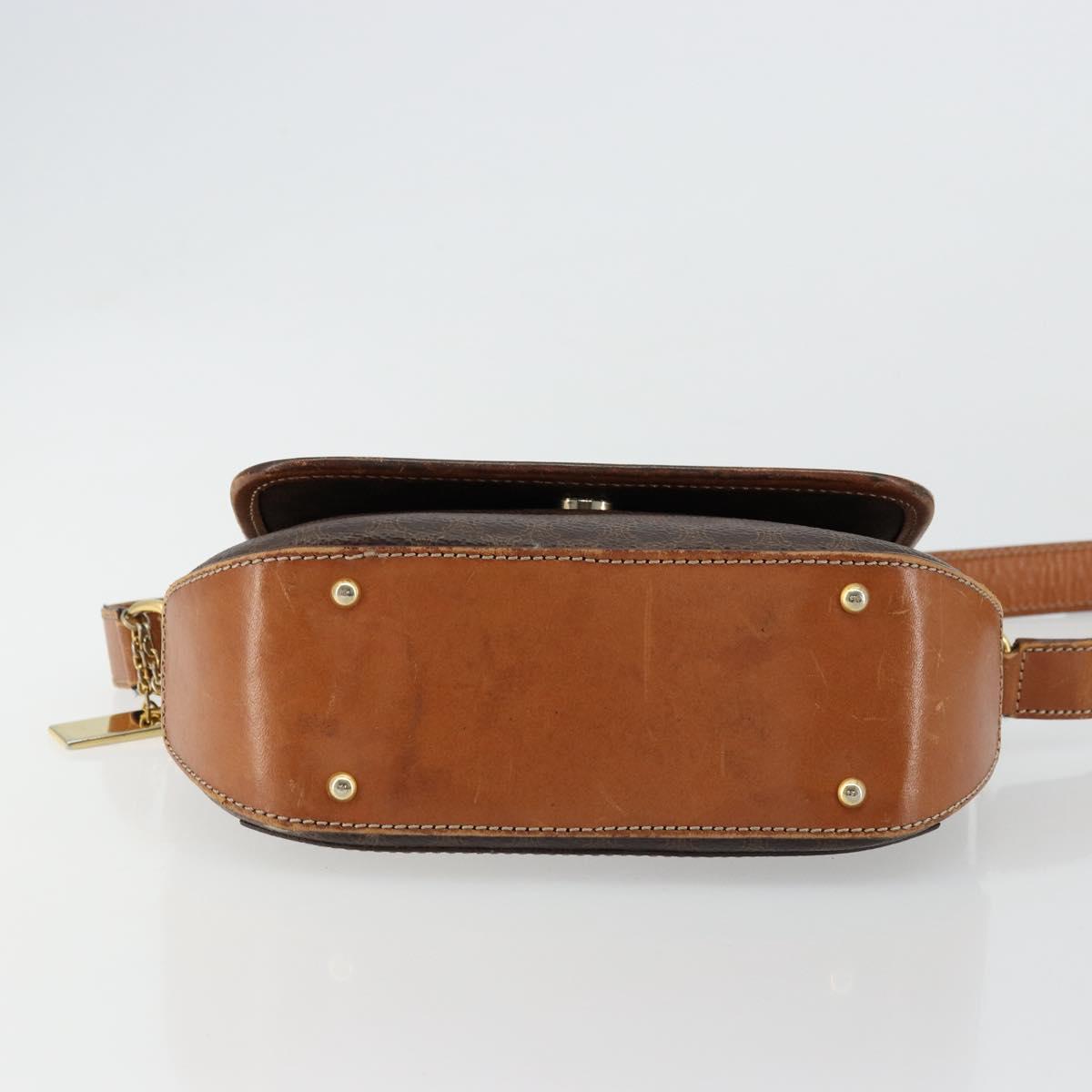 CELINE Macadam Canvas Shoulder Bag PVC Leather Brown Gold Auth BA12386