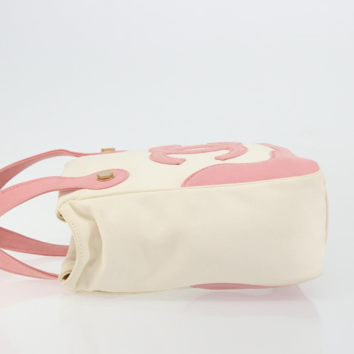CHANEL Tote Bag Canvas Beige Gold CC Auth BA12393