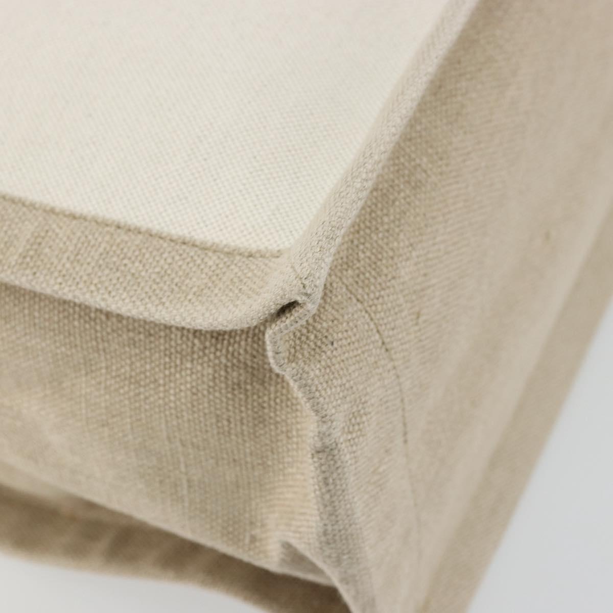 SAINT LAURENT Cabas Rive Gauche Bag Canvas Beige Silver 123435 Auth BA12394A