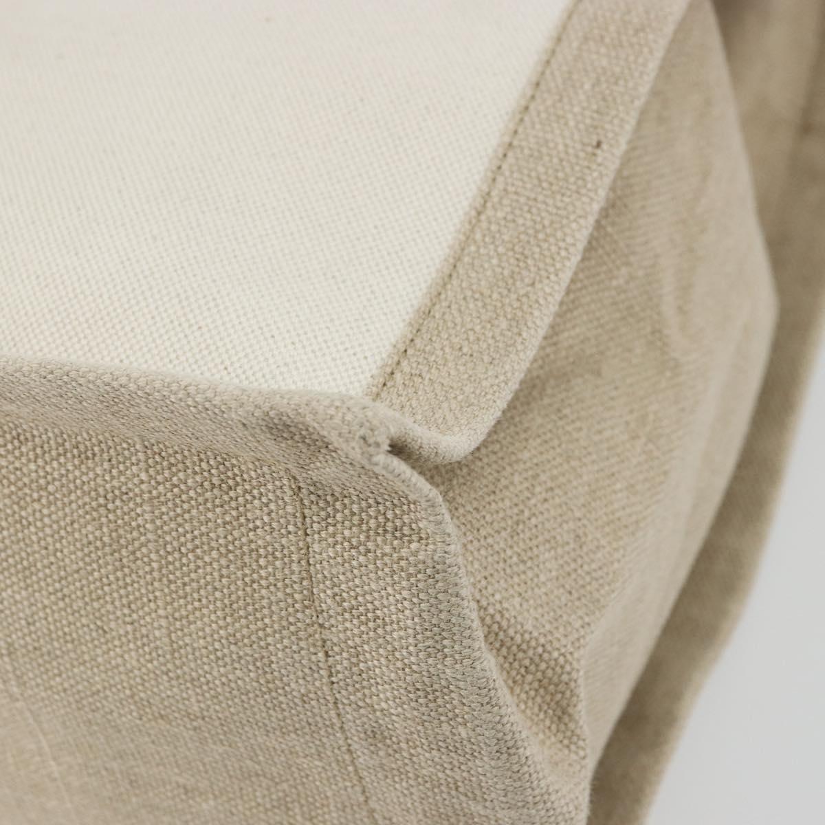 SAINT LAURENT Cabas Rive Gauche Bag Canvas Beige Silver 123435 Auth BA12394A