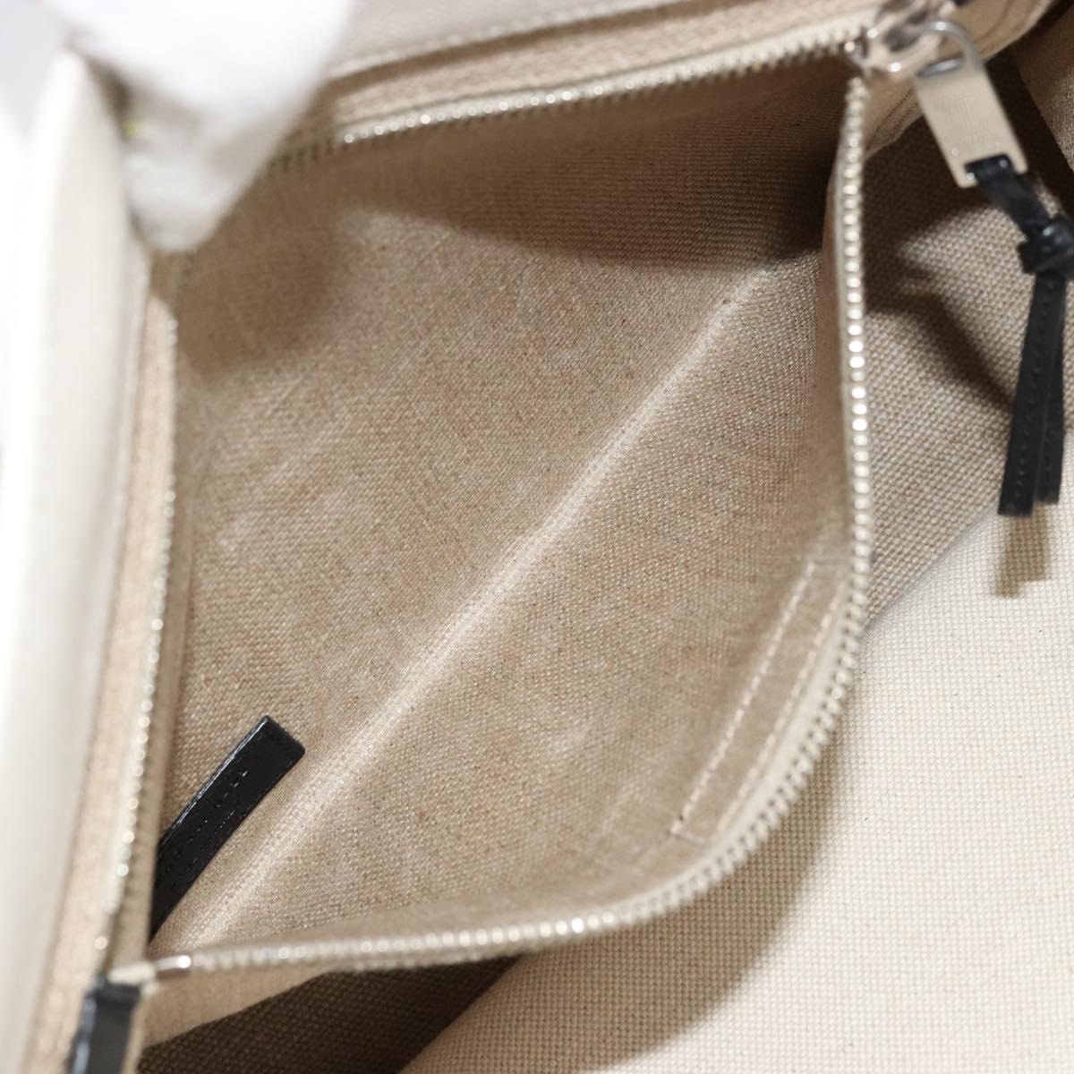SAINT LAURENT Cabas Rive Gauche Bag Canvas Beige Silver 123435 Auth BA12394A