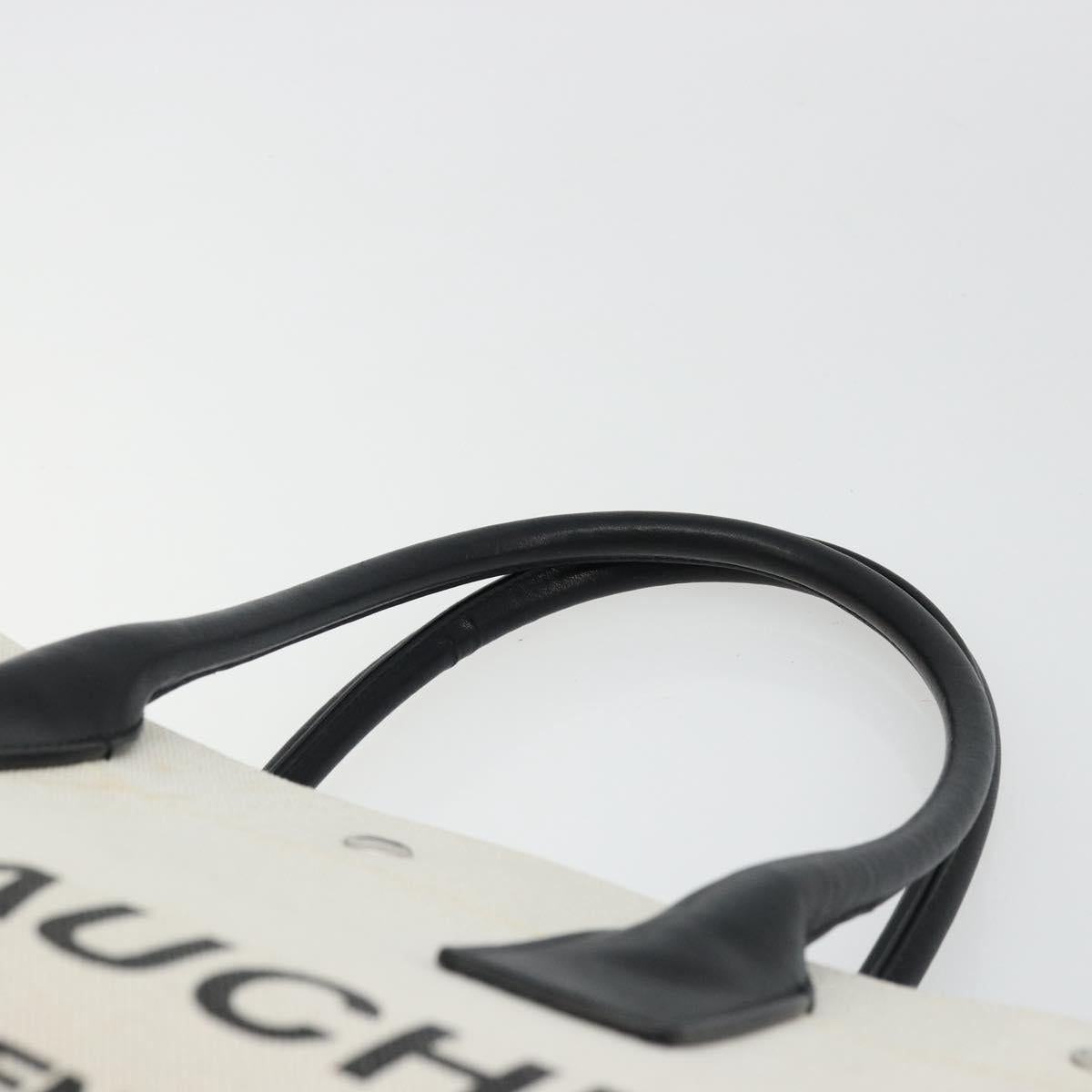 SAINT LAURENT Cabas Rive Gauche Bag Canvas Beige Silver 123435 Auth BA12394A