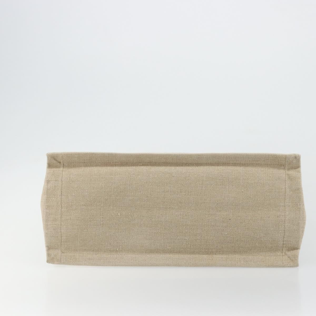 SAINT LAURENT Cabas Rive Gauche Bag Canvas Beige Silver 123435 Auth BA12394A