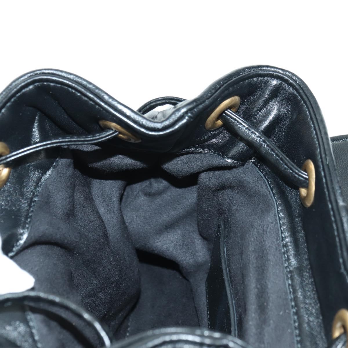 GUCCI GG Marmont Backpack Leather Black Gold 777253 Auth BA12395SAV