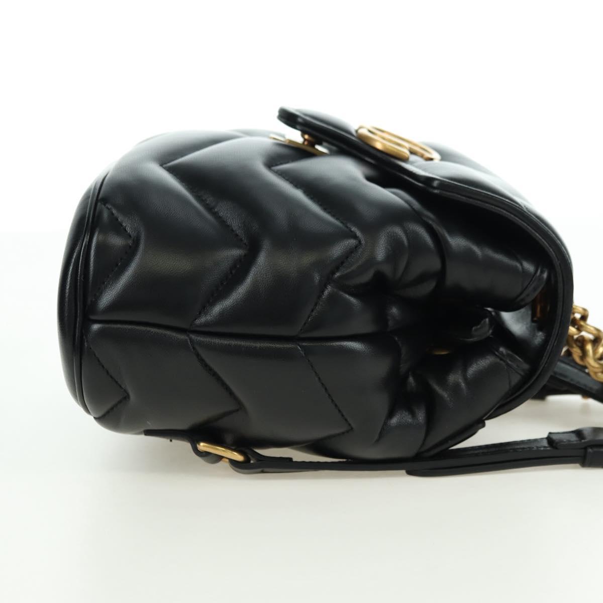 GUCCI GG Marmont Backpack Leather Black Gold 777253 Auth BA12395SAV