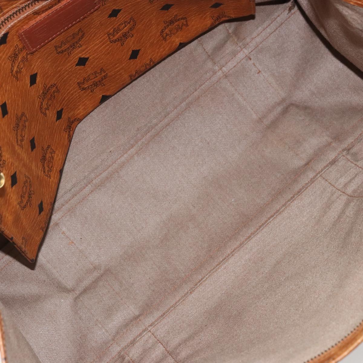 MCM Vicetos Logogram Tote Bag PVC Leather Brown Gold Auth BA12397A