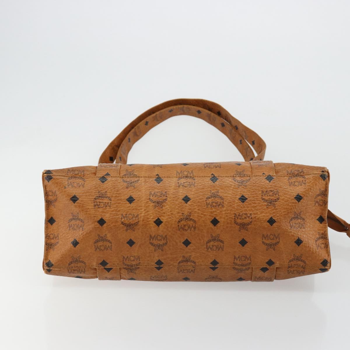 MCM Vicetos Logogram Tote Bag PVC Leather Brown Gold Auth BA12397A