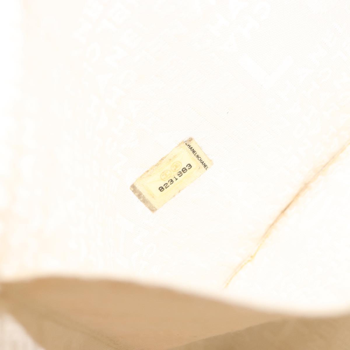 CHANEL Choco Bar Wild Stitch Hand Bag Canvas Beige Gold CC Auth BA12400A