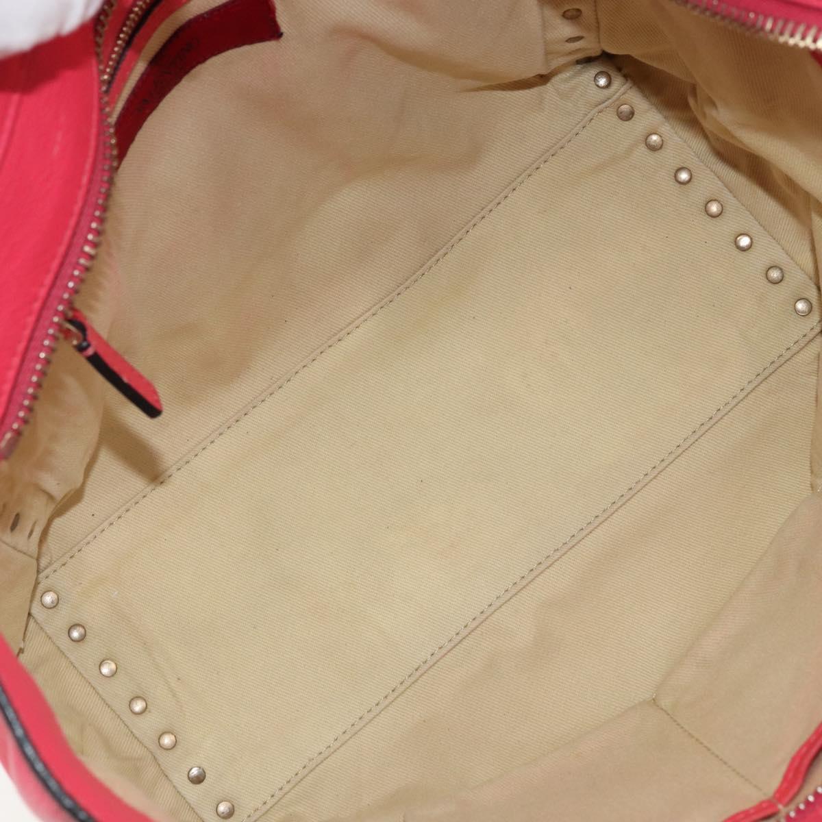 VALENTINO Tote Bag Leather 2way Red Gold Auth BA12401