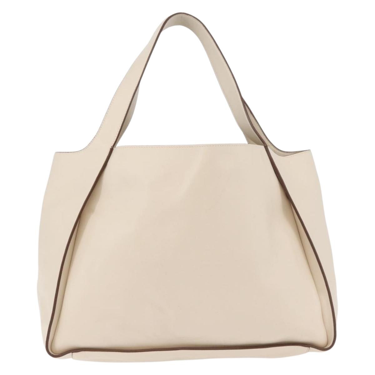 Stella MacCartney Tote Bag Leather Ivory Gold Auth BA12402A