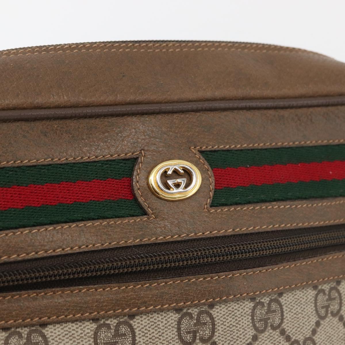 GUCCI GG Supreme Web Sherry Line Bag PVC Beige Gold 119 02 088 Auth BA12405