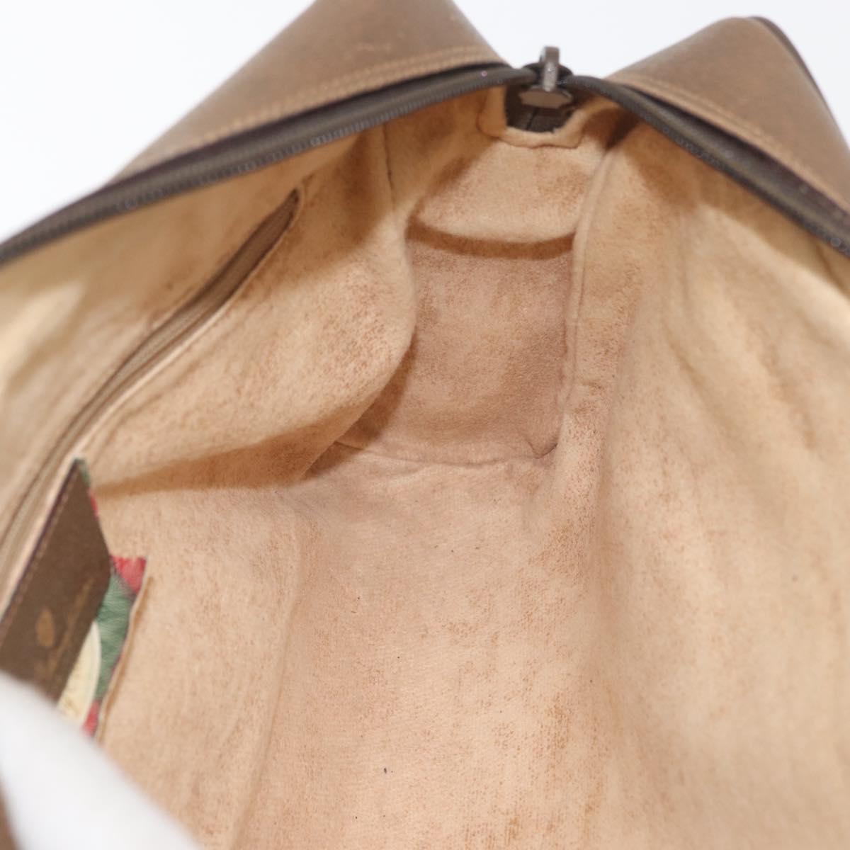 GUCCI GG Supreme Web Sherry Line Bag PVC Beige Gold 119 02 088 Auth BA12405