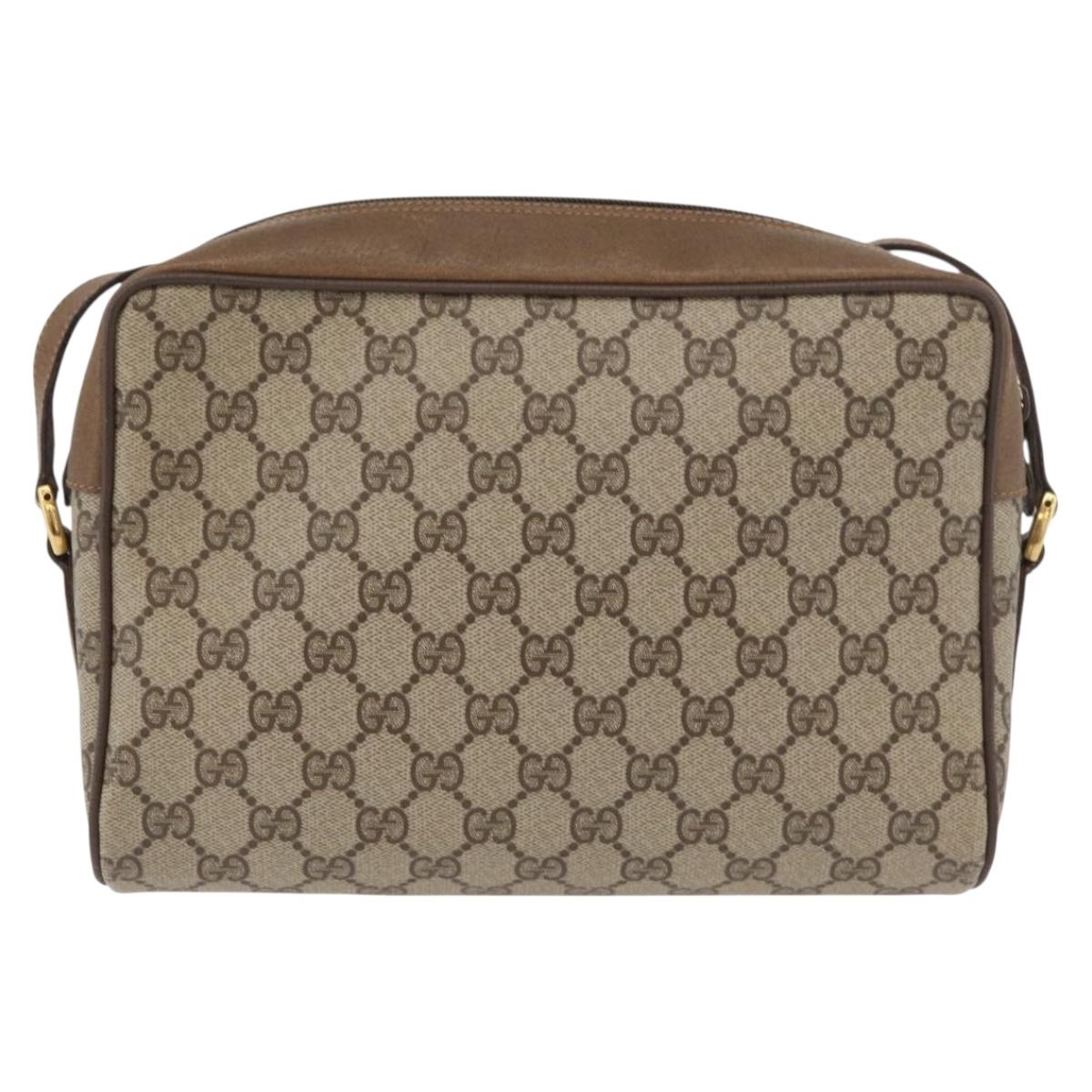 GUCCI GG Supreme Web Sherry Line Bag PVC Beige Gold 119 02 088 Auth BA12405